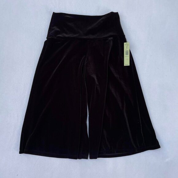 NWT Ideology Black Velvet Gaucho Culottes Capri Pants Size S y2k Baggy Oversized - Picture 1 of 8